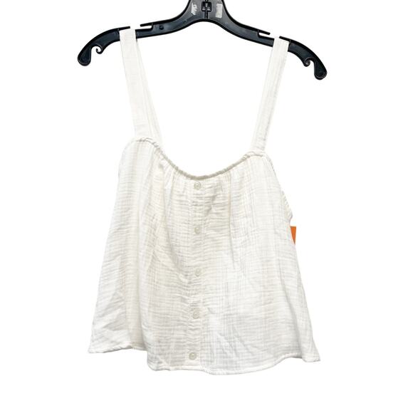 Colsie Womens White Textured Cotton Flowy Tank Top Size M - Picture 1 of 5